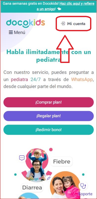 Paso 1 cancelación suscripción mobil - Haz click en Inicia sesión