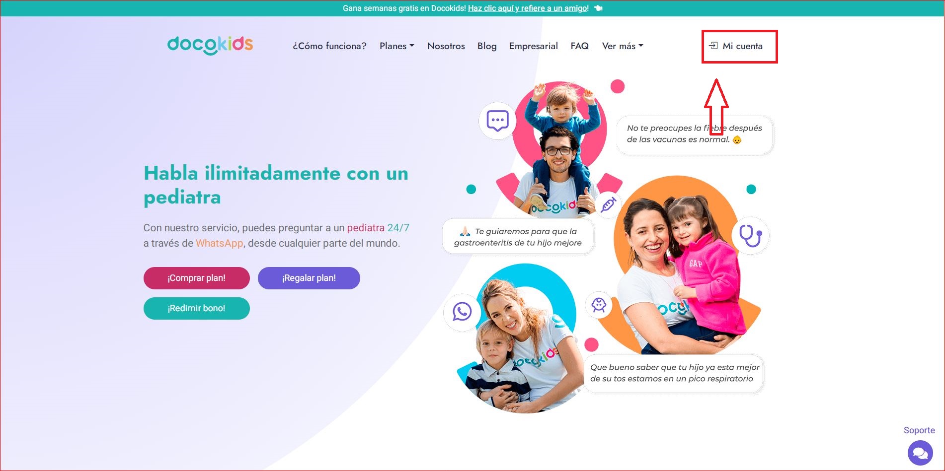 Paso 1 cancelación suscripción web - Haz click en Inicia sesión