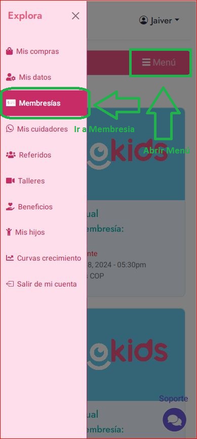 Paso 3 cancelación membresia - Haz click en Membresia